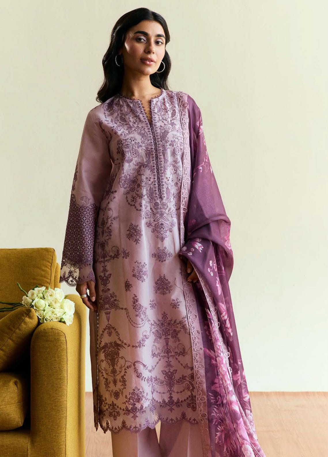 Embroidered Dhanak 3-Piece Suit - Coco by Zara Shahjahan